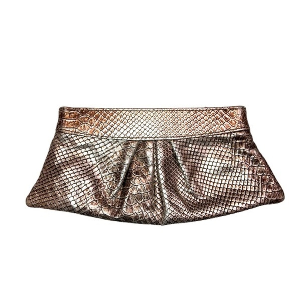 Laura Merkin gold bronze metallic clutch bag